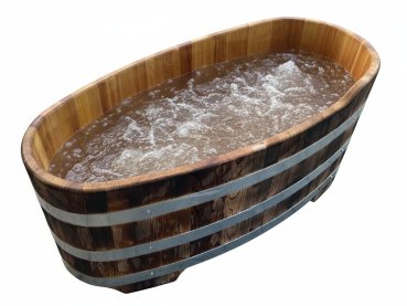 Holzbadewanne - ALMBAD - mit Whirl- Anlage