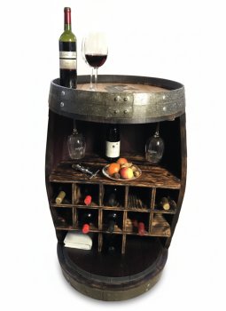 Fassschrank & Weinregal aus Holzfass (225L) | Edle Fassbar