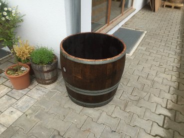 Preview: Holzfass 180 Liter, dunkel patiniert,  2/3 von 225 Liter Weinfass