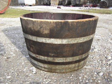 Holzfass 100 Liter dunkel, Pflanzkübel 1/2 225 Liter