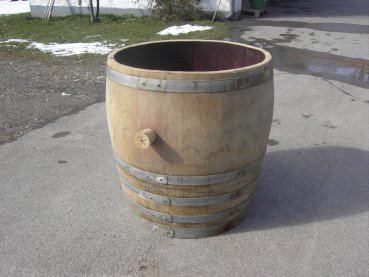 Holzfass 180 Liter hell, Pflanzkübel 2/3 225 Liter