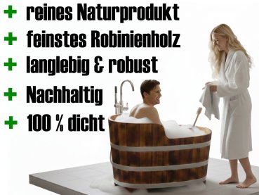 Preview: Zeitlose Eleganz: Die Holzbadewanne „Nostalgie“ aus massiver Robinie