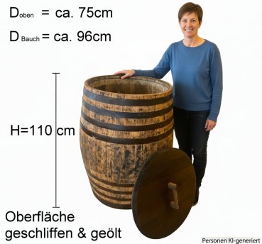 Preview: Tauchbecken Whiskyfass abgeschliffen 600 Liter Tauchbottich Saunatauchbecken