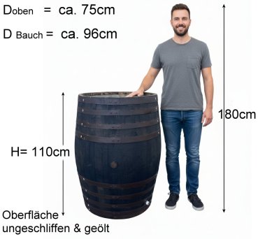 Preview: Tauchbecken Whiskyfass 600 Liter Tauchbottich Saunatauchbecken