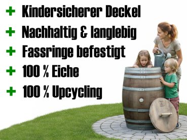 Preview: Holzfass 225 Liter medium, Wasserfass