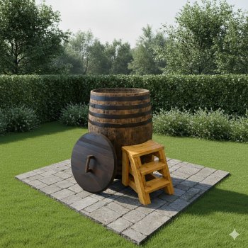 Preview: Tauchbecken Whiskyfass abgeschliffen 600 Liter Tauchbottich Saunatauchbecken