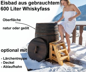 Preview: Tauchbecken Whiskyfass 600 Liter Tauchbottich Saunatauchbecken