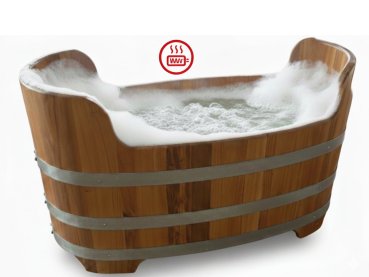 Robuste Sitzbadewanne aus Akazienholz für Innen- und Gartenbereiche