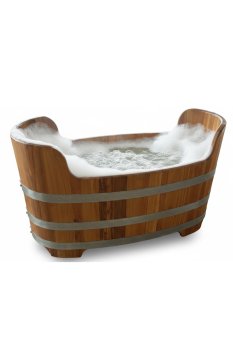 Robuste Sitzbadewanne aus Akazienholz für Innen- und Gartenbereiche