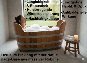 Preview: Kompakte Holzbadewanne 1 Person mit ergonomischer Sitzform