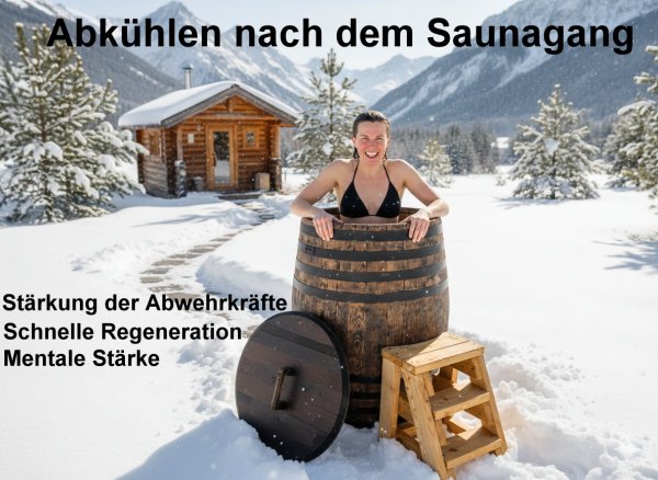 Tauchbecken Whiskyfass abgeschliffen 600 Liter Tauchbottich Saunatauchbecken