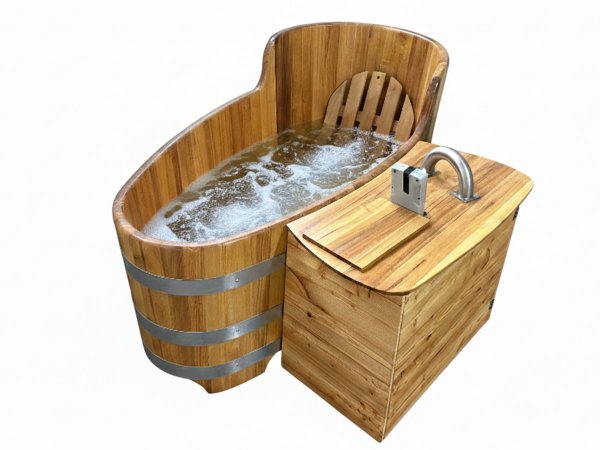 Holzbadewanne -AIBLINGER MOORWANDL - mit 2 KW Heizung und Whirl Anlage