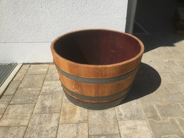 Holzfass 100 Liter abgeschliffen, Pflanzkübel 1/2 225 Liter