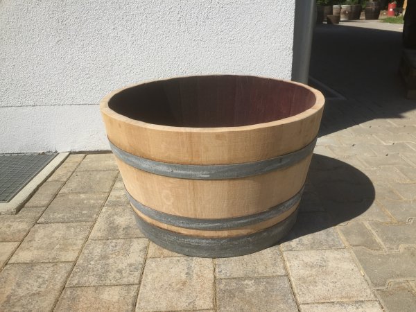 Holzfass 100 Liter abgeschliffen, Pflanzkübel 1/2 225 Liter