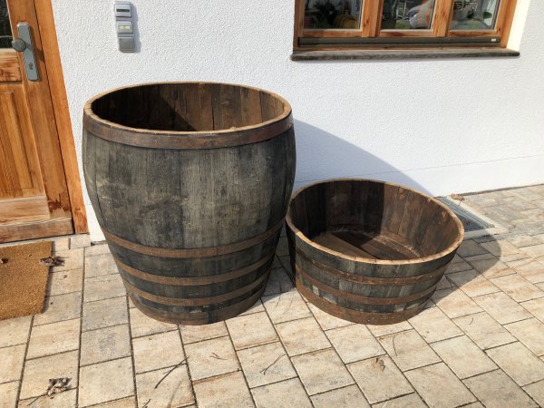 Holzfass 430 Liter, Pflanzkübel 2/3 550 Liter