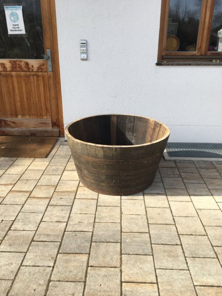 XXL Whiskyfass-Hälfte 300L | Massiver Eichen-Bottich Ø 96cm | Rustikaler Miniteich & XXL-Regentonne