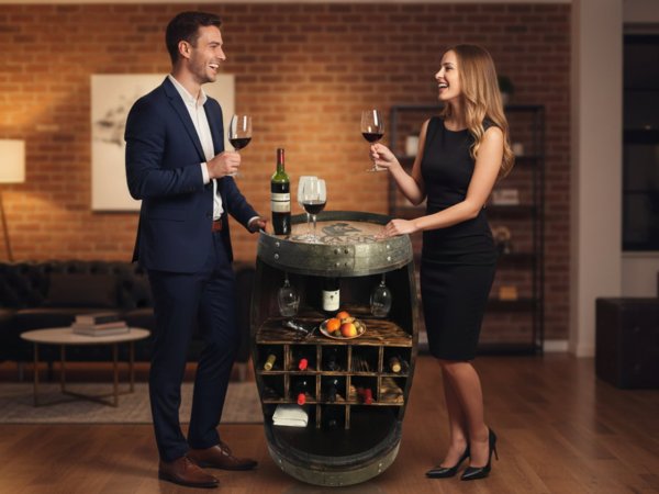 Fassschrank & Weinregal aus Holzfass (225L) | Edle Fassbar