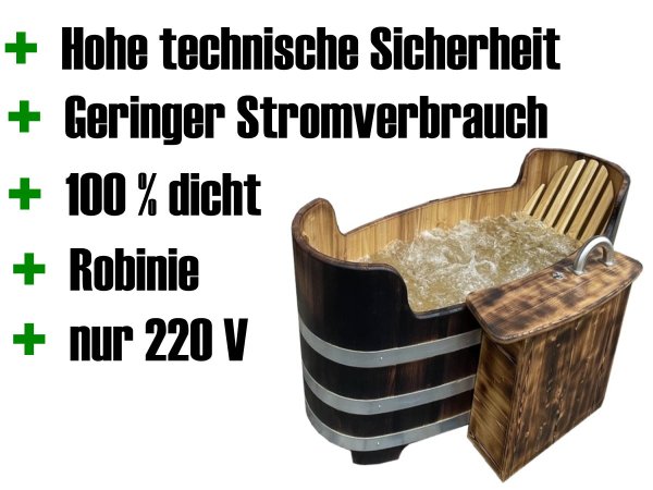 Kompakte Holzbadewanne 1 Person mit ergonomischer Sitzform