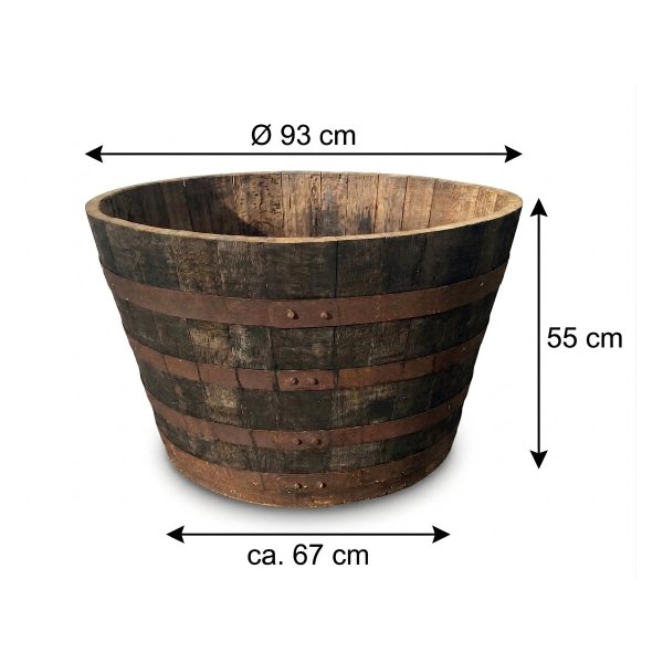 XXL Whiskyfass-Hälfte 250L | Massiver Eichenholz-Bottich Ø 92cm | Rustikaler Pflanzkübel & Miniteich