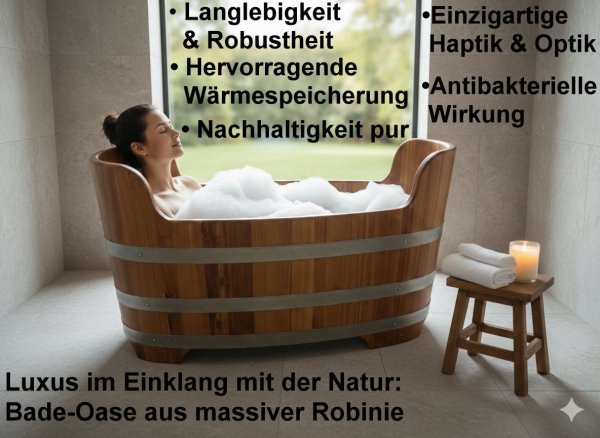 Kompakte Holzbadewanne 1 Person mit ergonomischer Sitzform